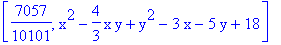 [7057/10101, x^2-4/3*x*y+y^2-3*x-5*y+18]
